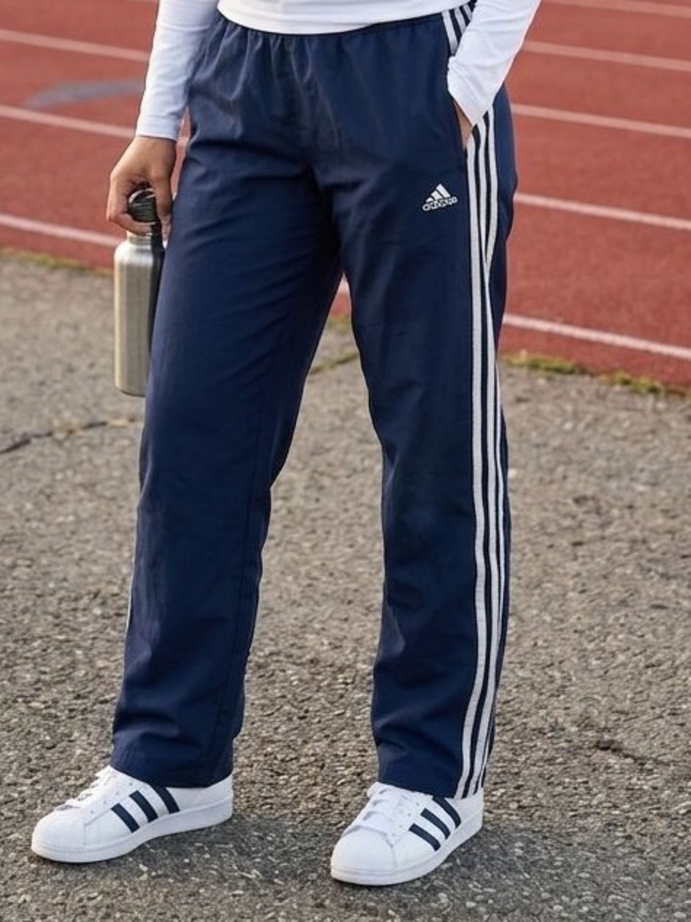 Vintage Adidas Performance Essentials Track Pants Navy Blue Mesh Lined Y2K